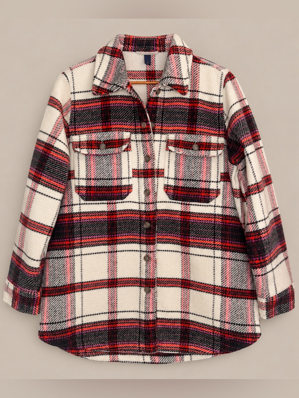 Universal Thread Plaid Wool Blend Shacket Oversized Button Front Shirt Jacket S